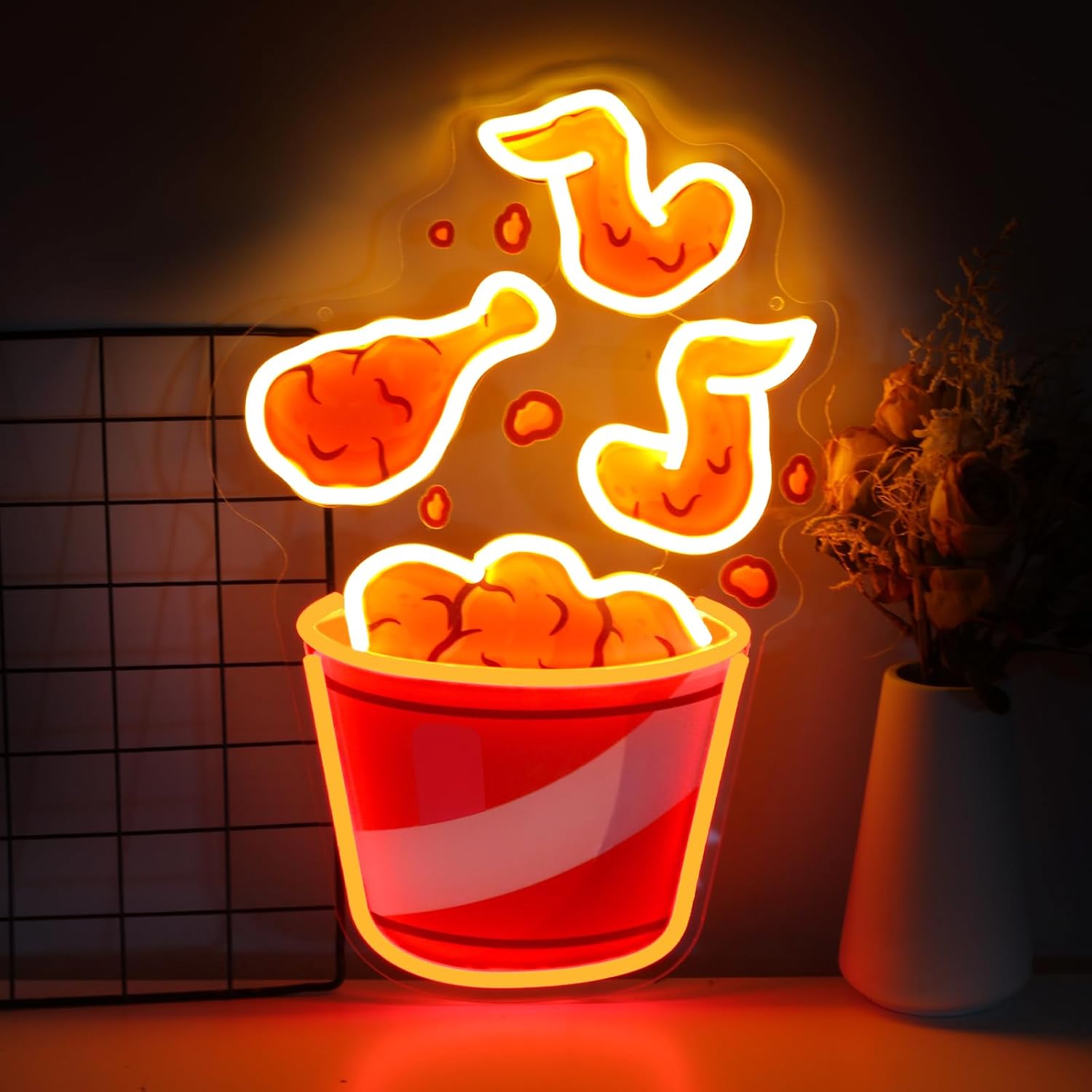 Party Games Shop - Neonowy szyld LED z kurczakiem smażonym,