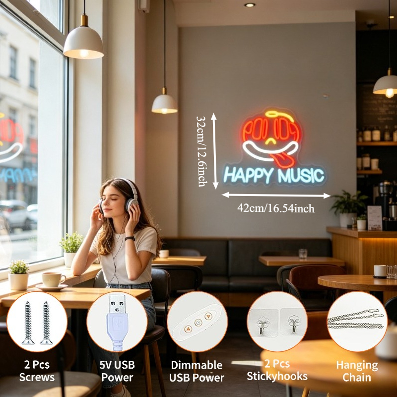 Neonowy znak LED Happy Music,  – Party Games Shop recenzja i cena
